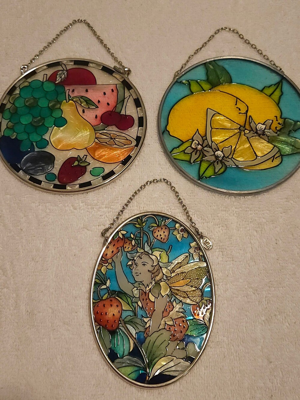 Lot Of 2 + Bonus Small Amia Studios Glass Suncatchers WOW!